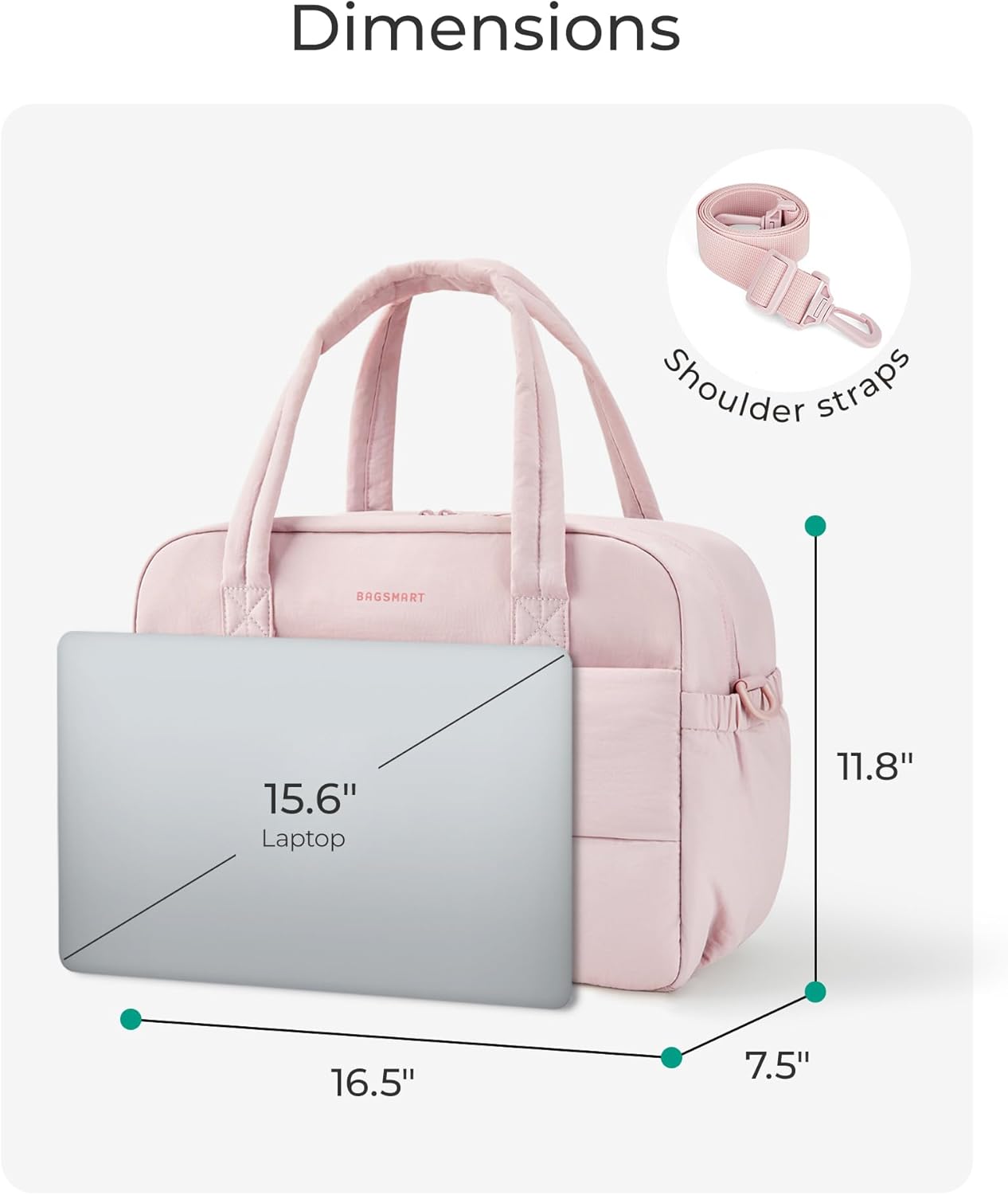 Gym Bag for Women, 29L Puffer Travel Duffle Bag for Travel with Laptop Compartment, Weekender Bags for Women, Carry On Duffel Bag Personal Item Bag, Black - Image 4
