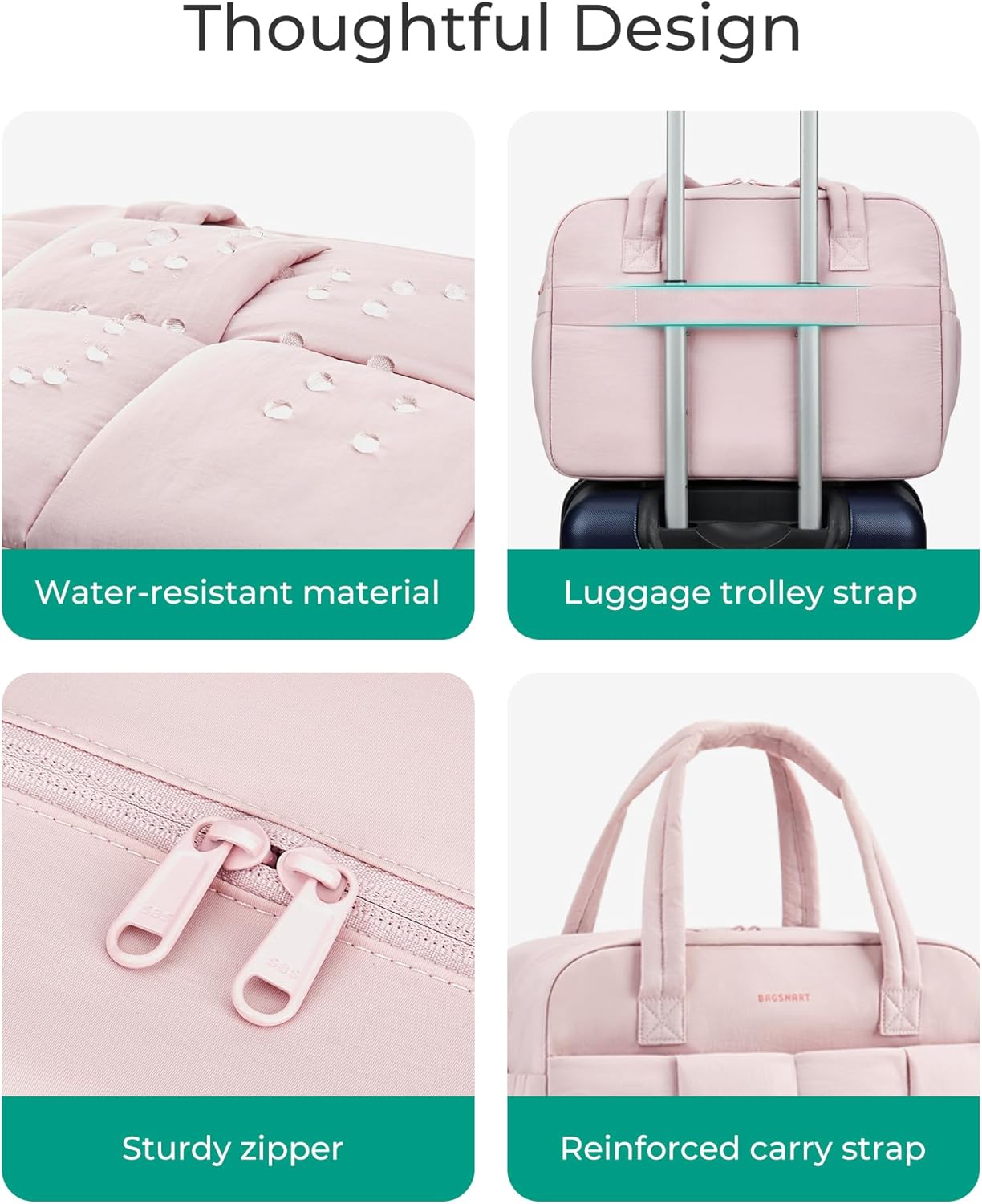 Gym Bag for Women, 29L Puffer Travel Duffle Bag for Travel with Laptop Compartment, Weekender Bags for Women, Carry On Duffel Bag Personal Item Bag, Black - Image 6