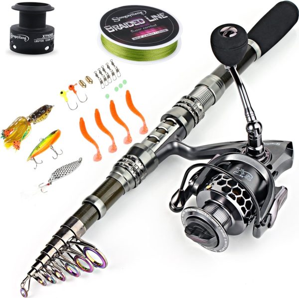 Sougayilang Fishing Rod Reel Combo with Telescopic Fishing Pole Spinning Reel Carrier Bag for Travel Saltwater Freshwater Fishing - Image 2