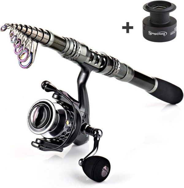 Sougayilang Fishing Rod Reel Combo with Telescopic Fishing Pole Spinning Reel Carrier Bag for Travel Saltwater Freshwater Fishing - Image 4