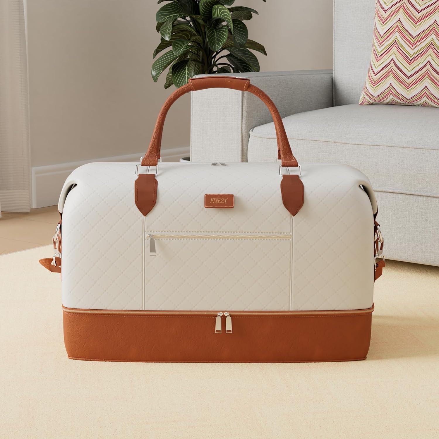 Weekender Bag for Women, Travel Duffel Bag Carry On Overnight Bag with Shoe Compartment Large Nylon Travel Weekend Tote Bag - Image 2